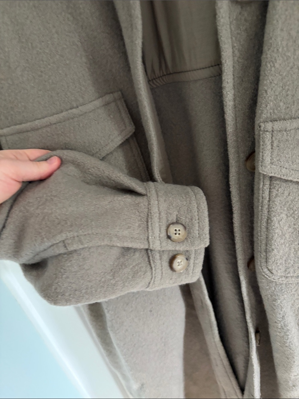 Aritzia • Wilfred Free Mushroom Taupe Merino Wool Coat Size S - Picture 3 of 10